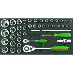 Jonnesway Kézi dugókulcs készlet 1/4"-1/2" , 44 db-os , polifoam tálcán