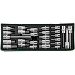 Jonnesway Torx-, Imbusz- és XZN készlet, 27 db –os, ½ ” és 3/8 ” tálcán (S06H427SP)