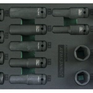 Jonnesway Gépi rövid és hosszú dugókulcs 1/2" 22 db-os, polifoam tálcán